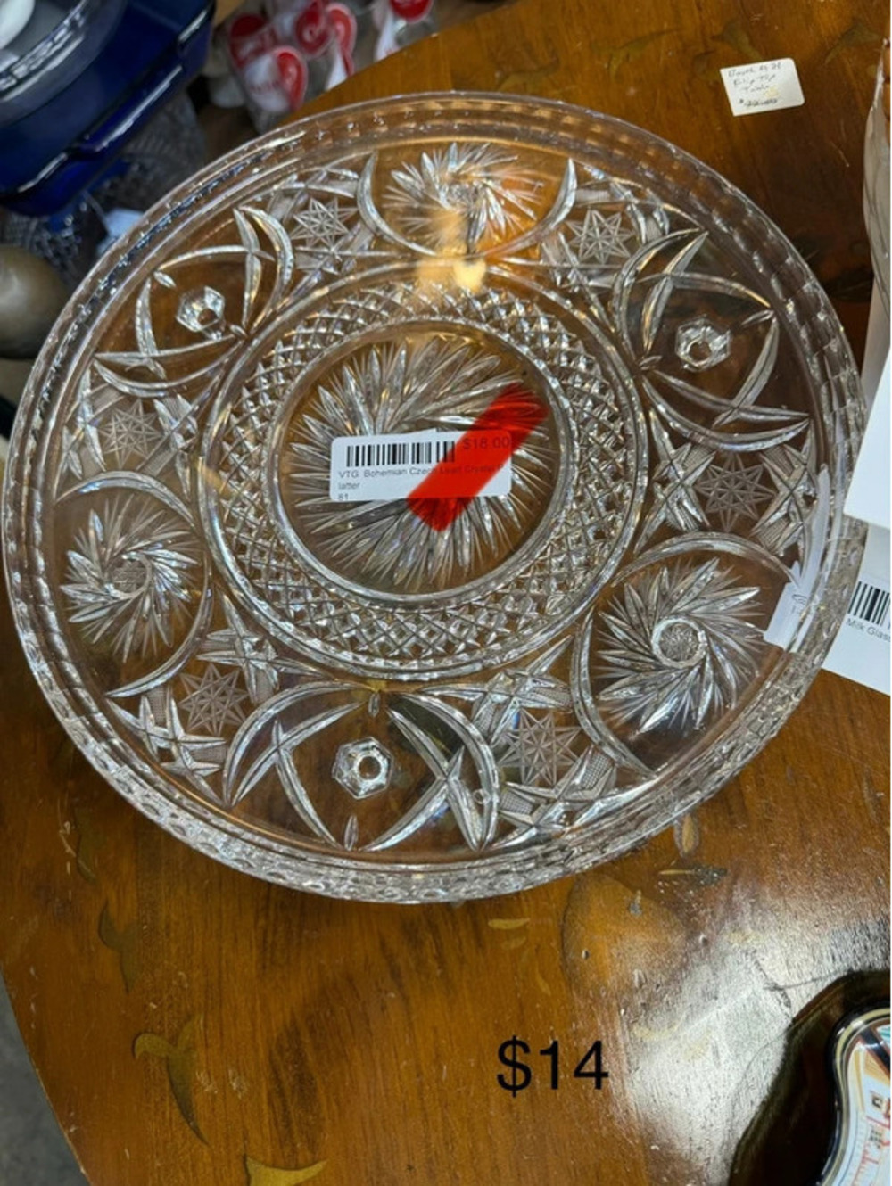 Vintage Bohemian Czech Lead Crystal platter